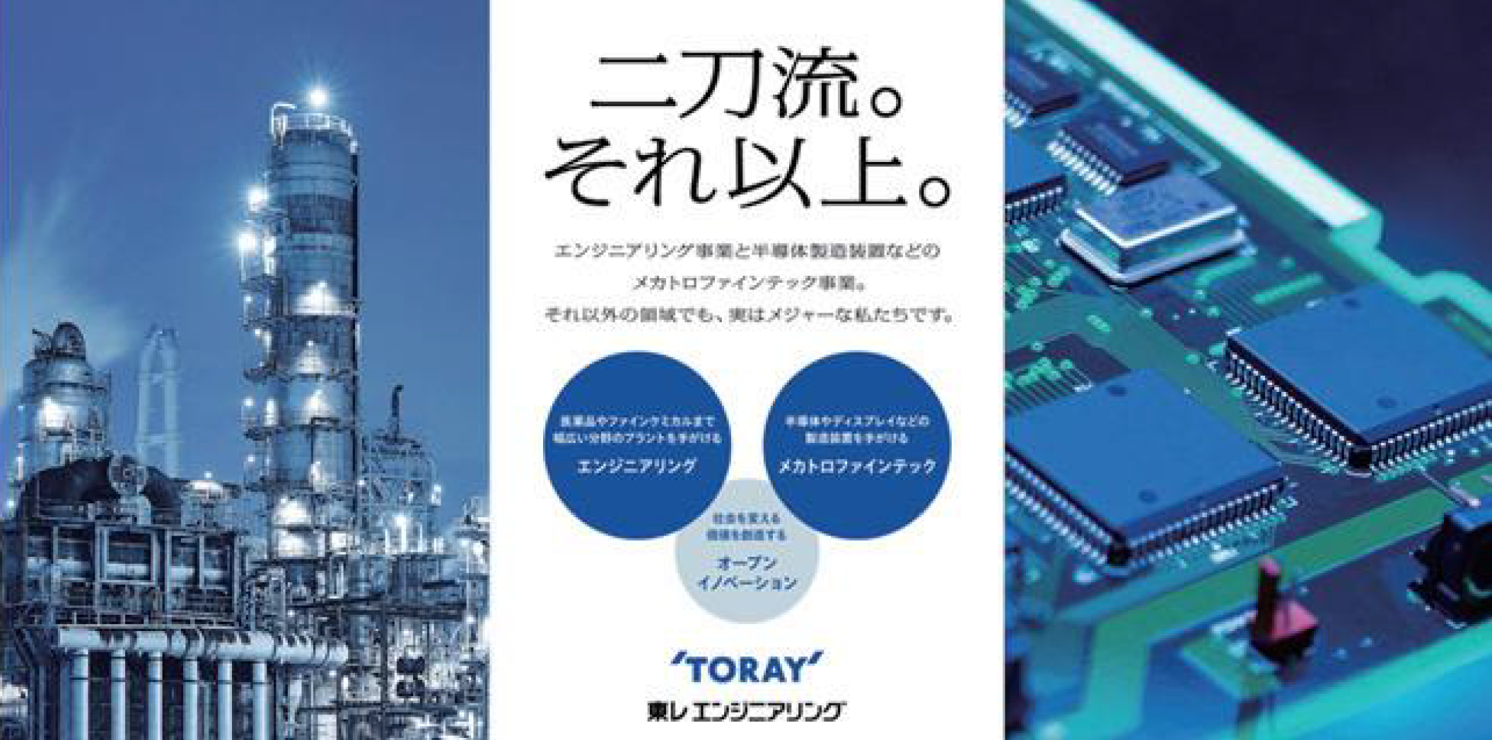 エンジニアリング事業：プラント建設 メカトロファインテック事業：半導体関連の設備