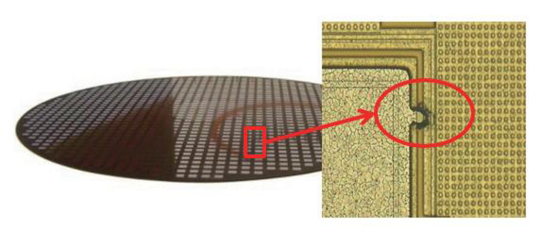 図：ウェーハ上の欠陥検出例